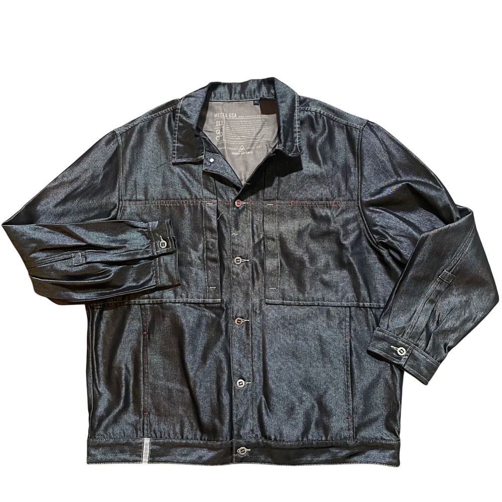 Mecca USA Jean Therapy Division Coated Indigo Denim Jacket‎ Mens XL Streetwear